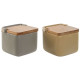 Salero con Tapa Home ESPRIT Beige Gris Natural Bambú Dolomita 15 x 12 x 11 cm (2 Unidades)