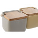Salero con Tapa Home ESPRIT Beige Gris Natural Bambú Dolomita 15 x 12 x 11 cm (2 Unidades)