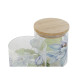 Bote DKD Home Decor Azul Blanco Verde Natural Silicona Bambú Vidrio de Borosilicato 700 ml 10 x 10 x 13 cm (2 Unidades)