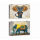Cover DKD Home Decor Counter Elephant Turquoise MDF Wood 2 Units 46,5 x 6 x 31,5 cm