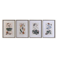 Cuadro DKD Home Decor Abeto Cristal 50 x 65 x 2,5 cm 50 x 2,5 x 65 cm 50 x 2,5 x 70 cm Flores (4 Piezas)