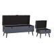 Banco baúl DKD Home Decor Azul Metal Poliéster MDF (121 x 42 x 53 cm)