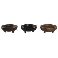 Centro de Mesa Home ESPRIT Marrón Negro Marrón claro Madera de mango Colonial 25 x 25 x 9 cm (3 Unidades)