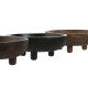 Centro de Mesa Home ESPRIT Marrón Negro Marrón claro Madera de mango Colonial 25 x 25 x 9 cm (3 Unidades)