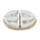 Appetizer Set DKD Home Decor White Multicolour Natural Bamboo Stoneware Tropical 21,5 x 21,5 x 1 cm (5 pcs)