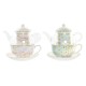 Teapot DKD Home Decor Crystal Porcelain Pink Transparent White Green (2 Units)