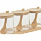 Azucarero DKD Home Decor Básico Transparente Natural Bambú 3 Piezas 8,5 cm 29 x 10 x 10 cm