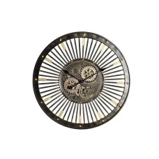 Reloj de Pared DKD Home Decor Negro Dorado Hierro Vintage 65 x 6,7 x 65 cm