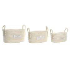 Juego de Cestas DKD Home Decor Algodón Fibra (34 x 23 x 20 cm)