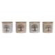 Azucarero Home ESPRIT Blanco Beige Bambú Gres 9,5 x 9,5 x 9,5 cm (4 Unidades)
