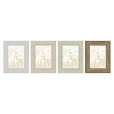Photo frame Home ESPRIT White Beige Crystal polystyrene Scandi 19 x 2 x 24 cm (4 Units)