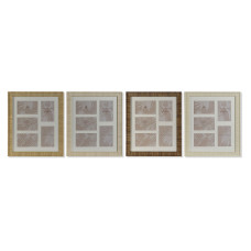 Photo frame Home ESPRIT Brown Beige Natural Ivory Crystal polystyrene Scandinavian 34 X 2 X 38 cm (4 Units)