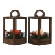 Lantern Home ESPRIT White Brown Red Wood 16 x 16 x 26 cm (2 Units)