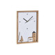 Wall Clock DKD Home Decor White Brown Wood Aluminium Houses Urban 20 x 4 x 30 cm