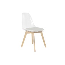 Silla de Comedor DKD Home Decor Blanco Transparente Natural Madera Policarbonato 54 x 47 x 81 cm
