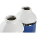 Jarrón DKD Home Decor 12 x 12 x 18,5 cm Plateado Blanco Azul cielo Azul marino Gres (2 Unidades)