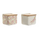 Salero con Tapa Home ESPRIT Blanco Rosa Lila Bambú 750 ml 14 x 12,5 x 12 cm (2 Unidades)