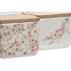 Salero con Tapa Home ESPRIT Blanco Rosa Lila Bambú 750 ml 14 x 12,5 x 12 cm (2 Unidades)