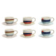 Set of 6 Cups with Plate Home ESPRIT Yellow Blue Green Lilac Metal Dolomite 180 ml