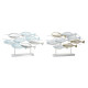 Figura Decorativa DKD Home Decor 65,4 x 9 x 39,5 cm Plateado Azul Dorado Espirales Mediterráneo (2 Unidades)