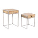 Juego de 2 mesas Home ESPRIT Marrón Plateado Natural Acero Madera de mango 45,5 x 41 x 66,5 cm
