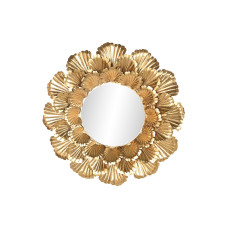 Espejo de pared Home ESPRIT Dorado Hoja de planta 76,5 x 8 x 76,5 cm