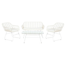 Conjunto de Sofá y Mesa DKD Home Decor Metal ratán sintético 124 x 74 x 84 cm