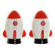 Salero con Tapa DKD Home Decor Blanco Rojo Dolomita 6,5 x 7 x 9 cm (2 pcs)