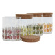 Bote Home ESPRIT Amarillo Verde Natural Corcho Silicona Vidrio de Borosilicato Shabby Chic 700 ml (4 Unidades)