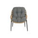 Conjunto de Mesa con 2 Sillones DKD Home Decor Gris Metal Cristal ratán sintético 55 x 55 x 47 cm