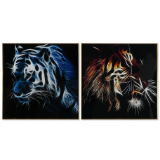 Cuadro DKD Home Decor Tigre 80 x 3 x 80 cm Moderno (2 Unidades)