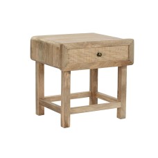 Mesita de Noche DKD Home Decor Marrón Natural Madera de mango 50 x 40 x 50 cm