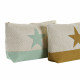Toilet Bag DKD Home Decor Natural Mint Star Mustard Mediterranean (25 x 6,5 x 16 cm) (2 Units)