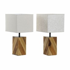 Lámpara de mesa DKD Home Decor 25,5 x 25,05 x 52 cm Abeto Natural Beige Metal Crema 220 V 60 W 25 x 25 x 21 cm (2 Unidades)