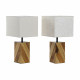Lámpara de mesa DKD Home Decor 25,5 x 25,05 x 52 cm Abeto Natural Beige Metal Crema 220 V 60 W 25 x 25 x 21 cm (2 Unidades)