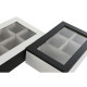 Caja para Infusiones Home ESPRIT Blanco Negro Metal Cristal Madera MDF 23 x 15 x 6,5 cm (2 Unidades)