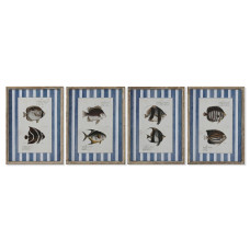 Cuadro Home ESPRIT Azul Pez 40 X 2,5 X 55 cm (4 Unidades)