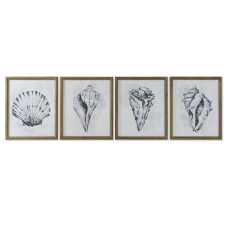 Cuadro Home ESPRIT Gris Natural 50 x 2,5 x 60 cm (4 Unidades)