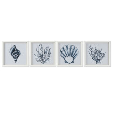 Painting Home ESPRIT Blue White Mediterranean 35 x 2 x 35 cm (4 Units)