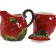 Lechera y azucarero Home ESPRIT Rojo Gres 15 x 10 x 11 cm 2 Piezas