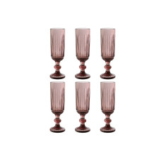 Set of cups Home ESPRIT Pink Crystal 6 x 6 x 18,4 cm (6 Units)