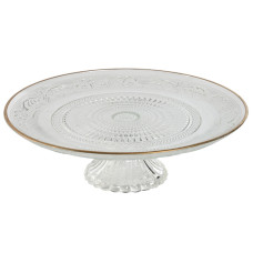Plato Llano Home ESPRIT Transparente Dorado Cristal 29 x 29 x 9,2 cm