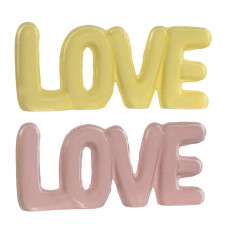 Figura Decorativa Home ESPRIT LOVE Amarillo Rosa Infantil 24 X 2,5 X 10 cm (2 Unidades)