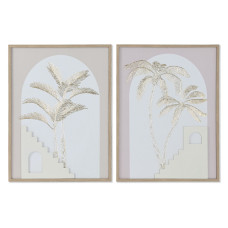 Cuadro Home ESPRIT Blanco Beige Palmeras Escandinavo 45 x 2,2 x 60 cm (2 Unidades)