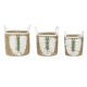 Basket set Home ESPRIT White Green Natural Natural Fibre Tropical 39 x 39 x 47 cm (3 Pieces)
