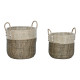 Juego de Cestas Home ESPRIT Blanco Negro Natural 44 x 44 x 49 cm (2 Piezas)
