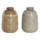 Jarrón Home ESPRIT Marrón Gris Cerámica Oriental Rombos 19 x 19 x 27 cm (2 Unidades)