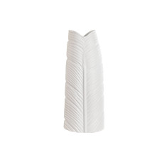 Jarrón Home ESPRIT Blanco Gres Tropical Hoja de planta 21 x 10 x 50 cm