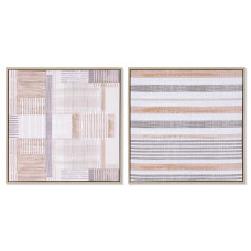 Cuadro Home ESPRIT Marrón Beige Poliestireno Lienzo Urbano 52,5 x 2,8 x 52,5 cm (2 Unidades)