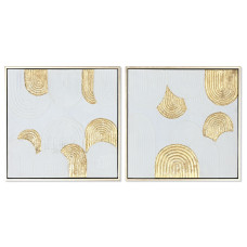 Cuadro Home ESPRIT Blanco Dorado Poliestireno Lienzo Moderno 42 x 4 x 42 cm (2 Unidades)
